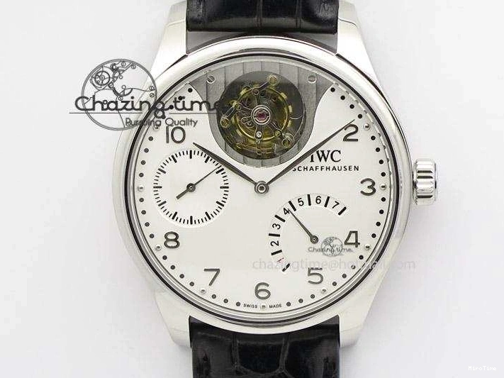 MIROTIME 0601 Breathable Portuguese Tourbillon Mystere SS TF Best Edition White Dial on Black Croc Leather Strap 7384